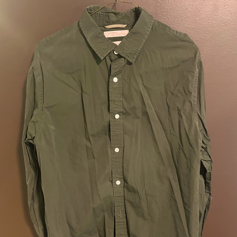 Banana Republic: Heritage Collection Green Size Large Button Down Shirt